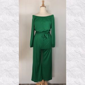 Vintage 70’s Off Shoulder Belted Jumpsuit